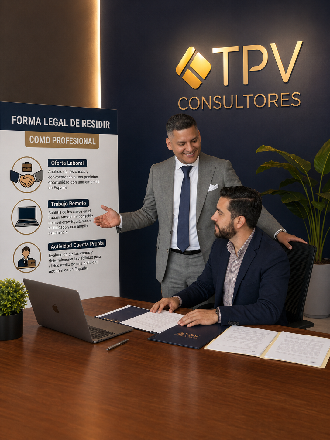 Equipo de TPV Consultores orientando sobre residencia como profesional